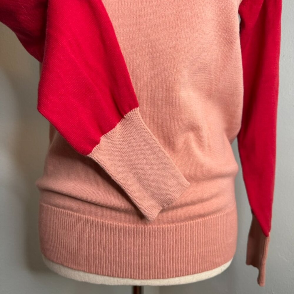 OXKnit Jacquard Fair Isle Yoke Sweater Vintage style Pink Red 100% Cotton Sz M - Picture 8 of 13